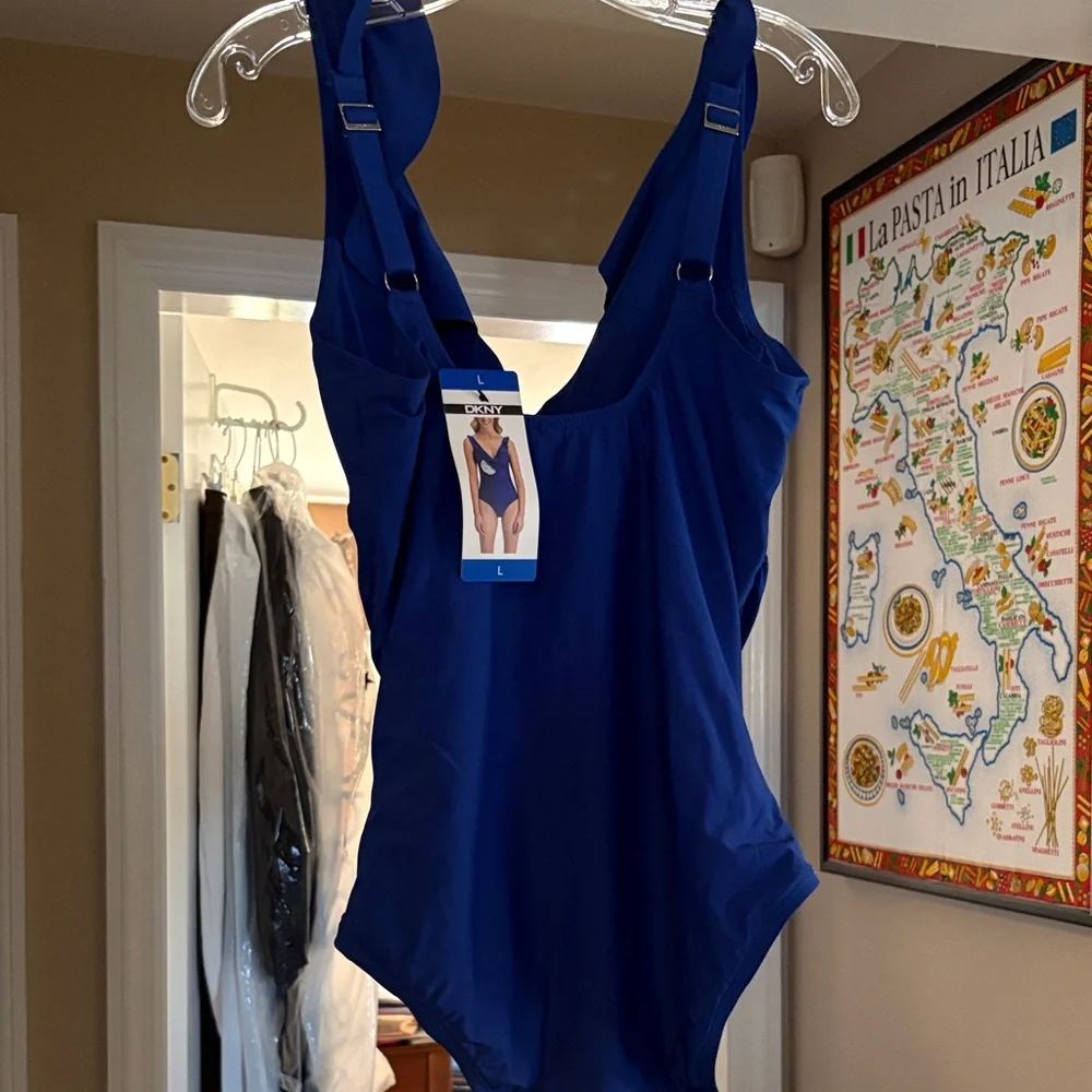 Blue womens DKNY One Piece Swimsuit new with tags sauce large - Picture 3 of 3